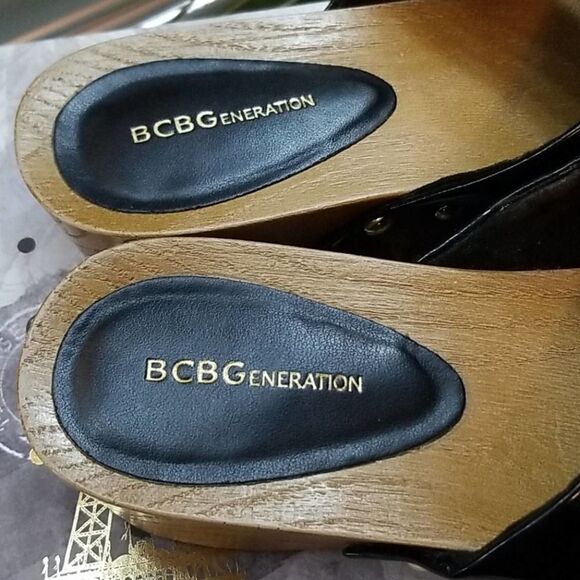 BCBGeneration Black & Wood Studded Soho Clog - Picture 3 of 5